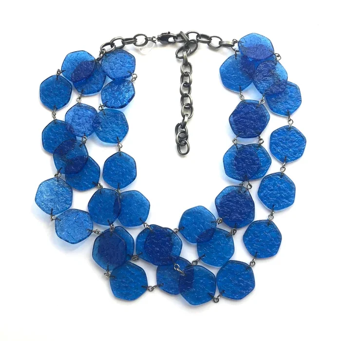 Aqua Blue ‘Stained Glass’ Ice Chip Necklace