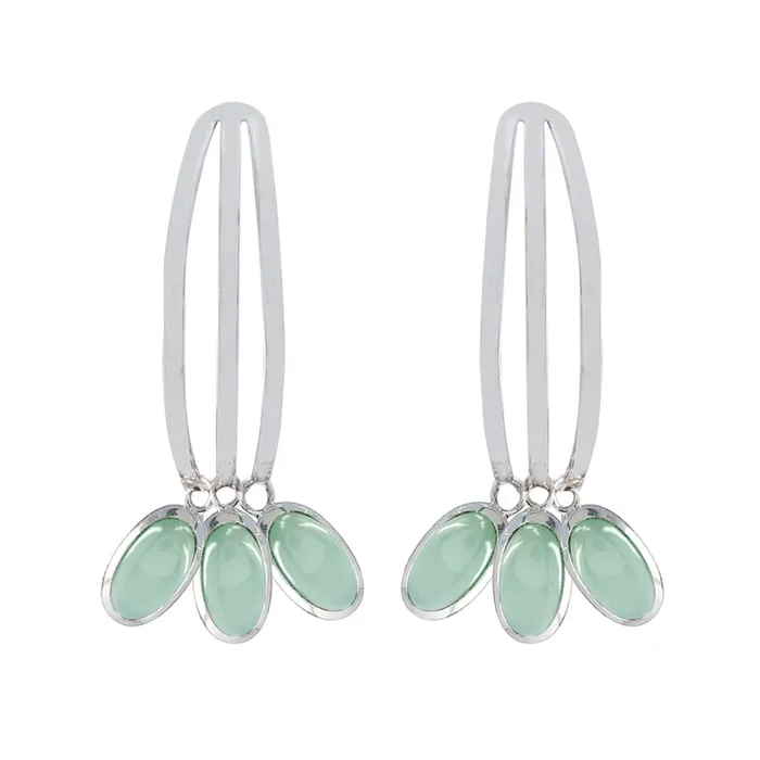 Aqua Chalcedony American Natalia multiple Stud Green 925 Silver Earring