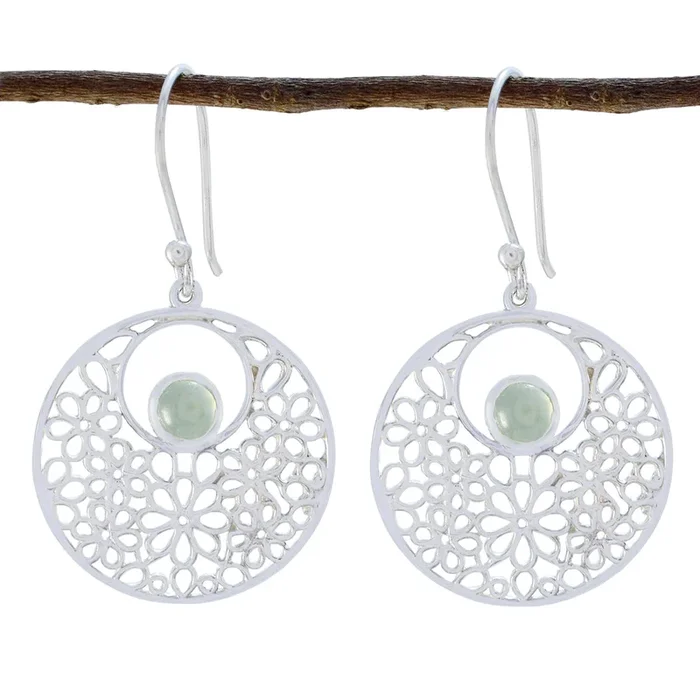 Aqua Chalcedony Australian Riley Solitaire Dangle Green Sterling Silver Earring