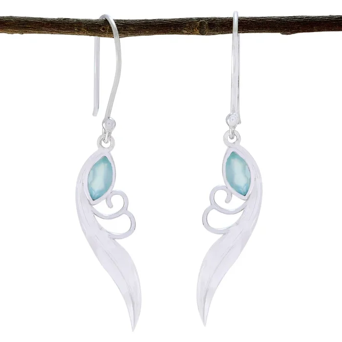 Aqua Chalcedony Japanese Violet Solitaire Dangle Green Sterling Silver Earring