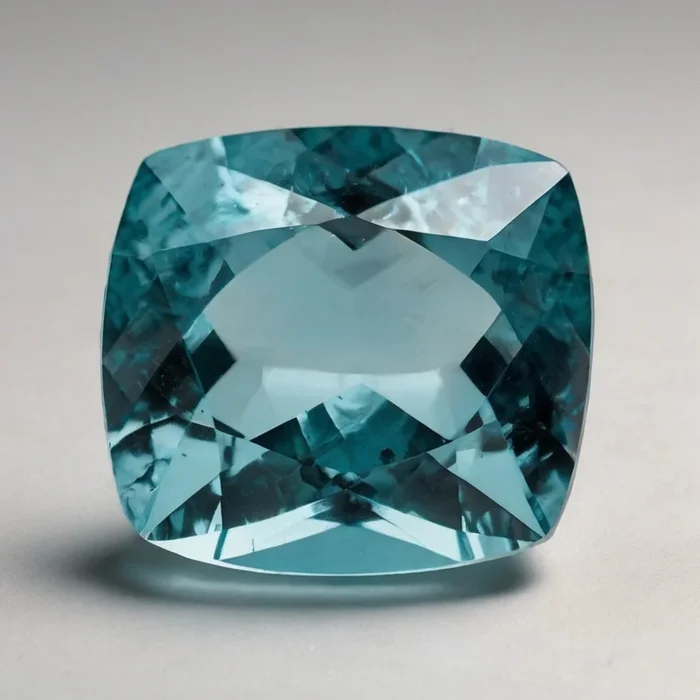 Aquamarine 1PC Chunky 15×15 MM Cushion Faceted Blue Superior Semi Precious Gems