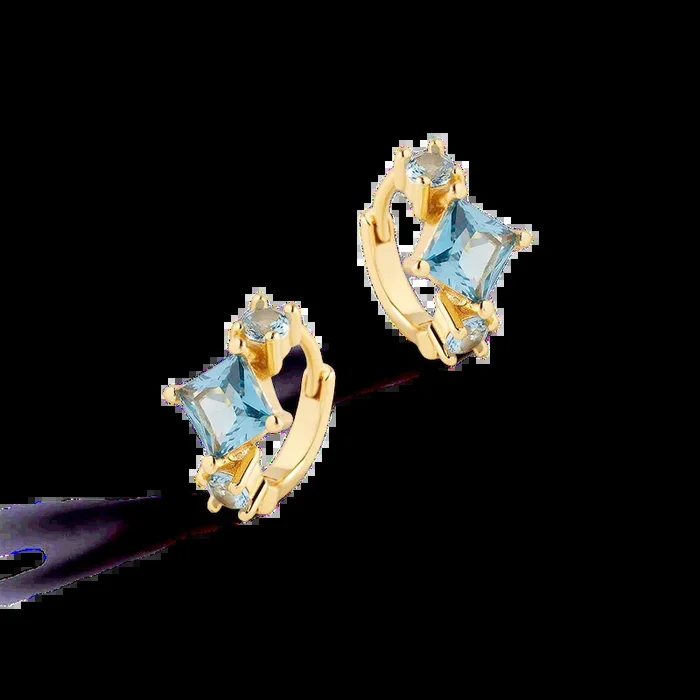 Aquamarine Huggie Hoops