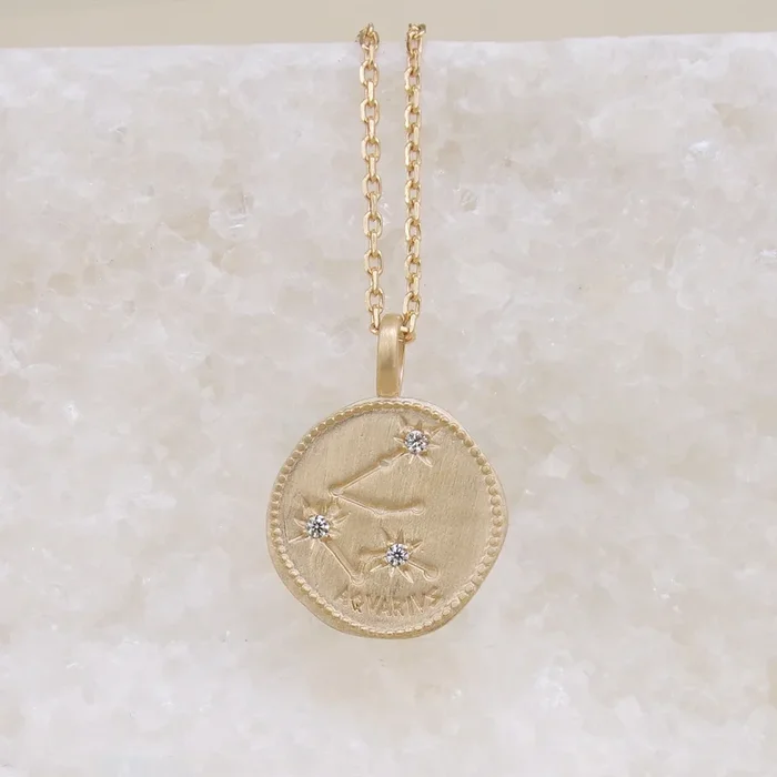 Aquarius constellation medal pendant gold-plated