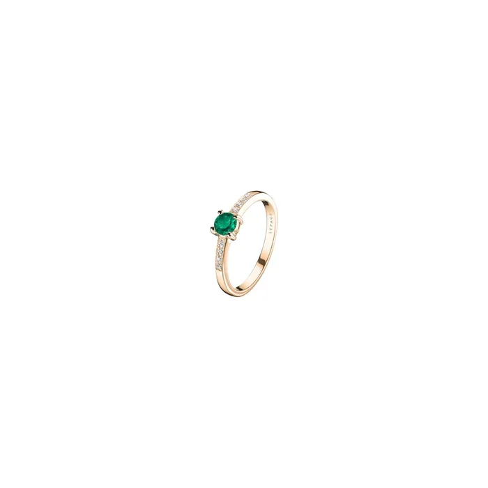 Aristide solitaire in rose gold emerald diamonds | LEPAGE