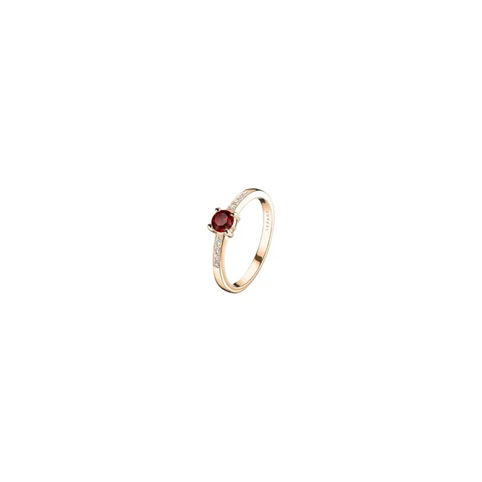 Aristide solitaire rose gold ruby diamonds | LEPAGE