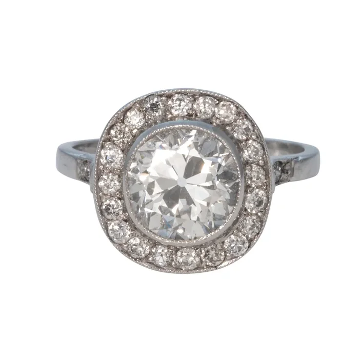 Art Deco Style 2.26ct Center Diamond Platinum Engagement Ring