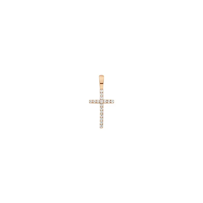ARTHUS BERTRAND Cross square wire pendant rose gold diamonds| Lepage