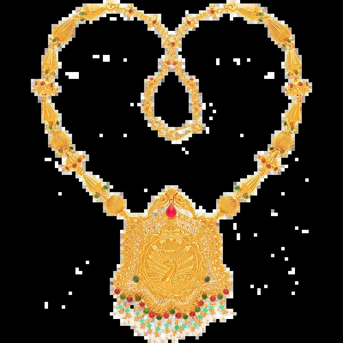 Artistic Antique Necklace With Gemstones in 22K Gold