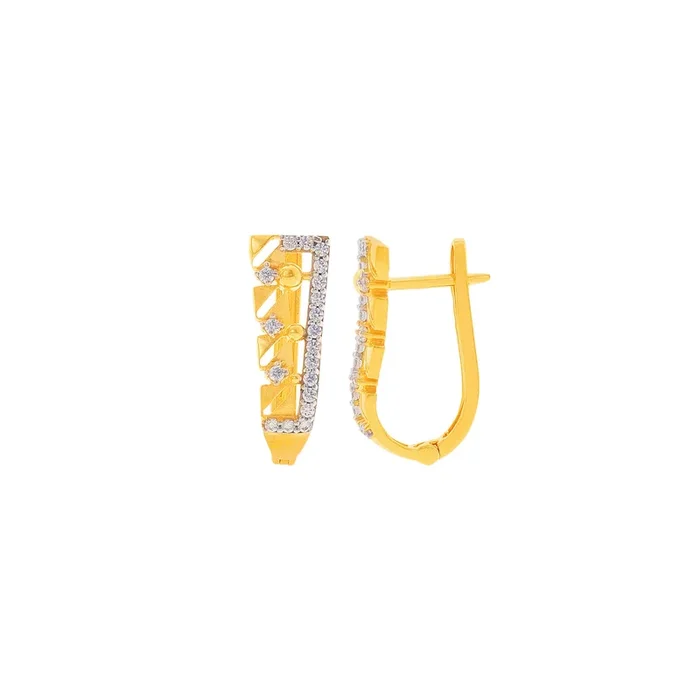 Artistic Clipon Earrings With CZ in 22K Gold