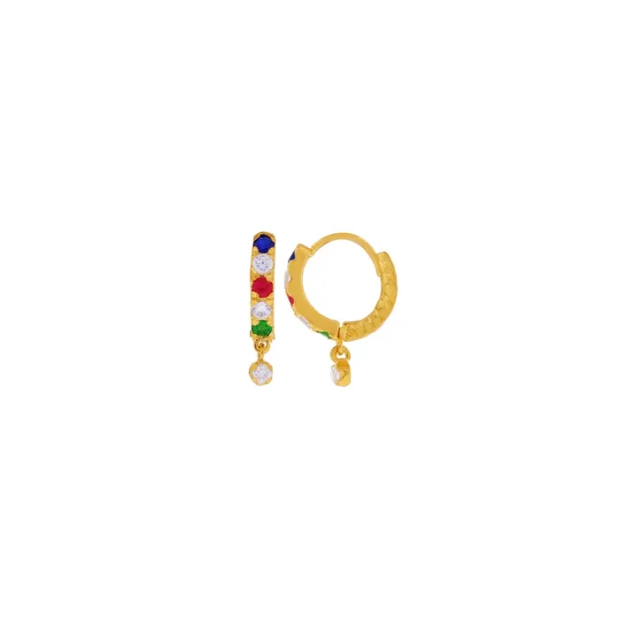 Artistic Clipon Earrings with Gemstones in 22K Gold
