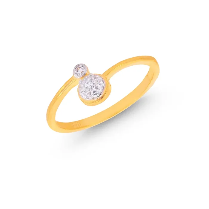 Artistic Ring With CZ in 22K Gold