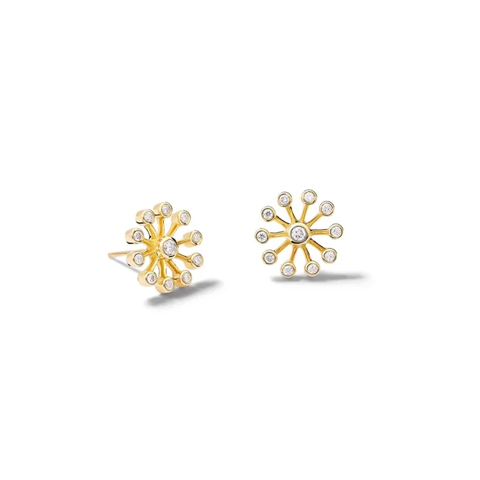 Astrantia Extra Small Earrings 18ct Yellow Gold – Diamond