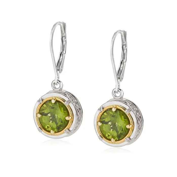 AT 808CT-PD GOLD ROUND PERIDOT EARRINGS