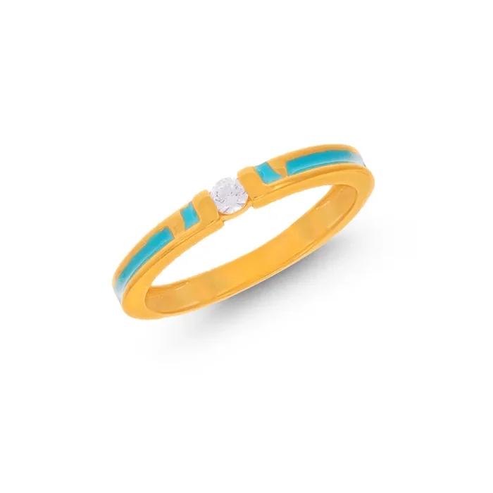 Attractive Minakari Ring With CZ in 22K Gold