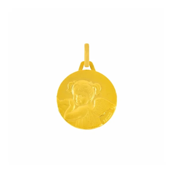 Augis medal featuring a little girl with pigtails in yellow gold – Lepage