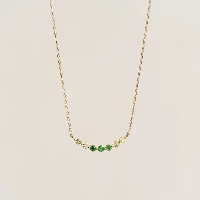 August Birthstone Necklace 14k Gold – Ombre Tsavorite