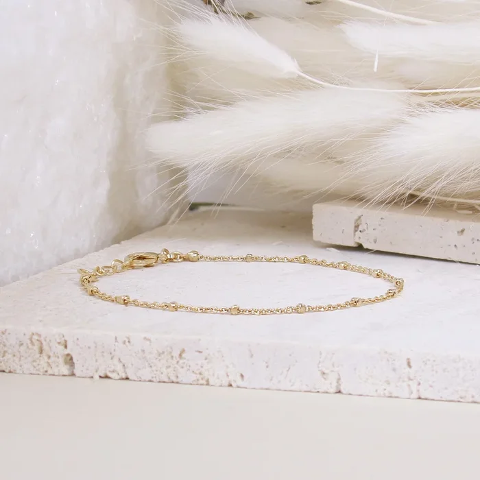 Ayana chain bracelet 18cm with small beads gold-plated
