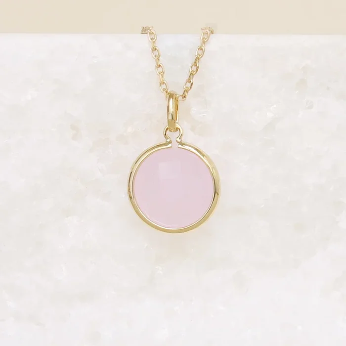 Azayaka pendant pastel pink stone gold-plated