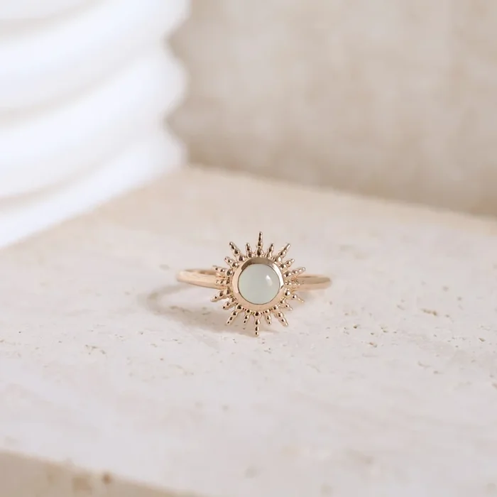 Azia ring with blue agate sunburst gold-plated