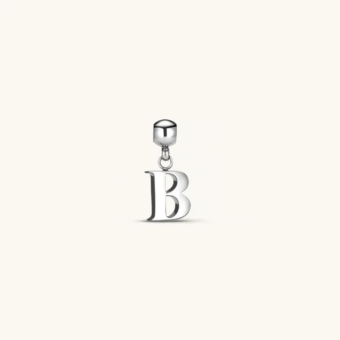 B Classic Initial Charm Silver