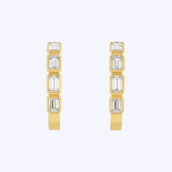 Baguette Diamond Huggie Hoops