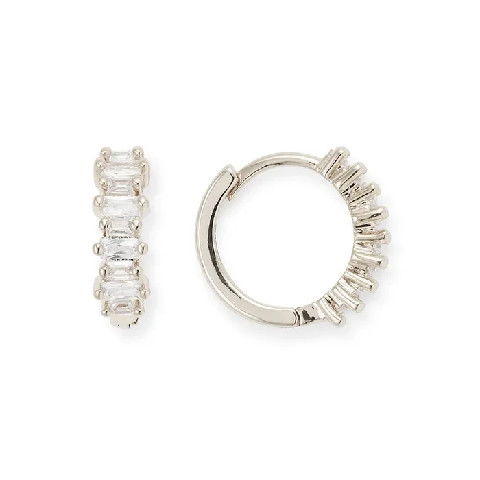 Baguette Huggies in Silver