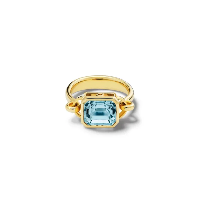 Baguette Ring 18ct Yellow Gold – Octagon Aquamarine