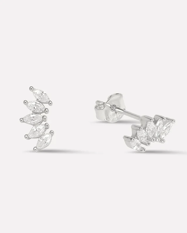 Baguette Stone Crown Stud Earrings