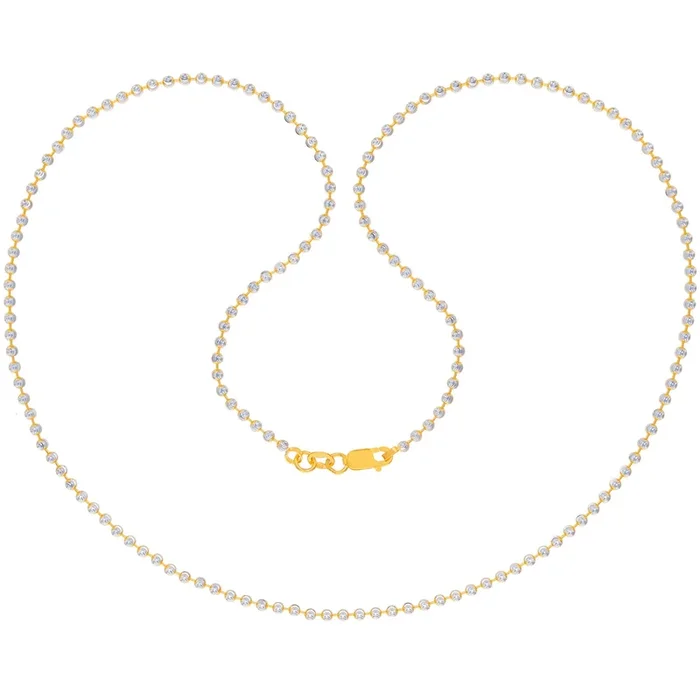 Ball 16″ Two-tone Chain in 22K Gold