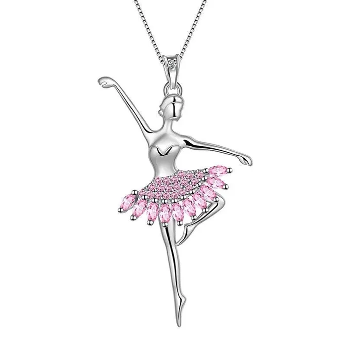 Ballerina Tiny Dancer Pendant Necklace Jewelry Women Girls Birthday Gift 925 Sterling Silver