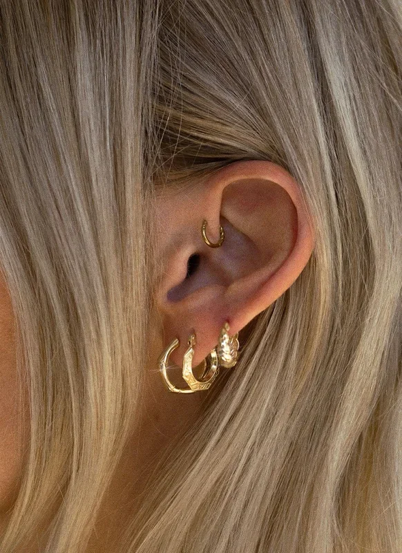 Bamboe bold oorbellen 14k goud