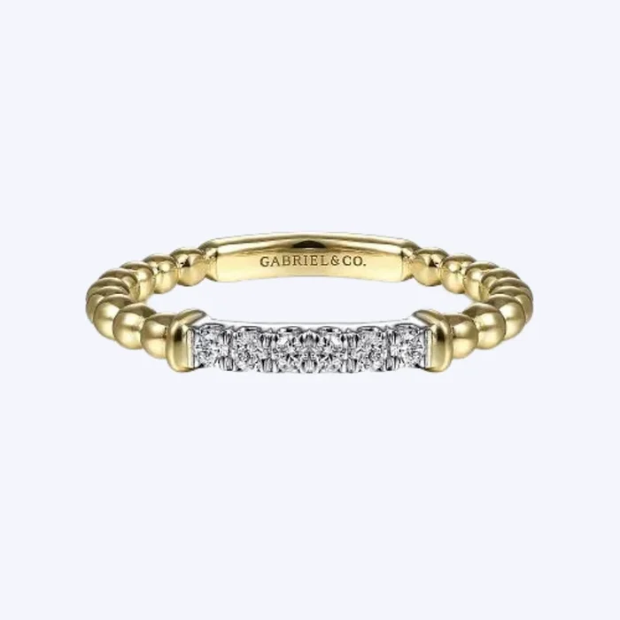 Band Stackable with Diamond Pave Center Bar