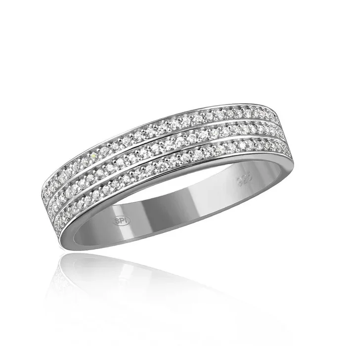 Banda de circonita transparente Muiti Row chapada en rodio de plata de ley 925 para hombre – GMR00123