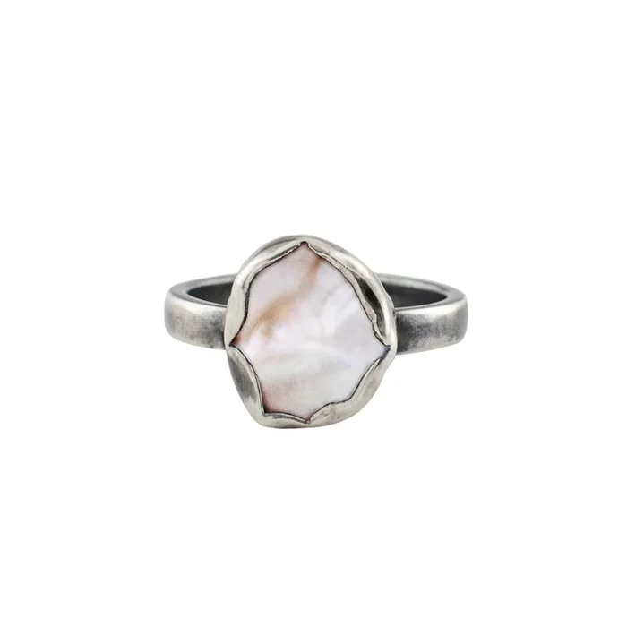 Baroque Pearl Protector Ring in Antiqued Silver – FINAL SALE
