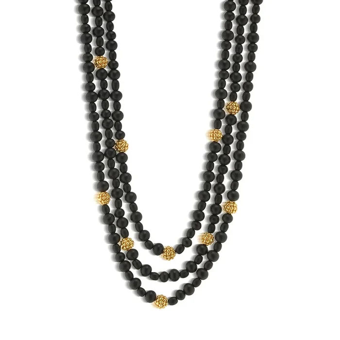 Bead 3-Strand Necklace, 18″+2″ – Ebony
