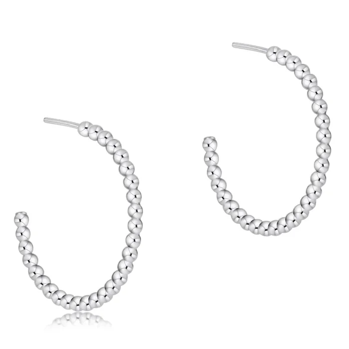 Beaded Classic 1.25″ Post Hoop – 3mm Sterling