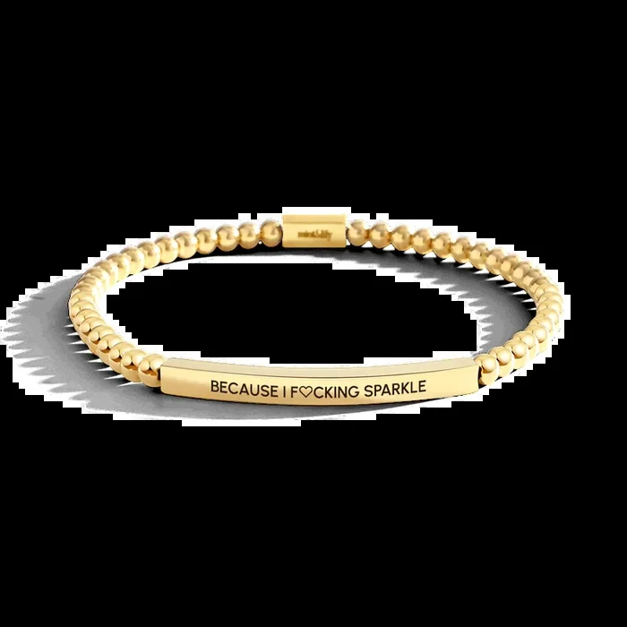 Because I F♡cking Sparkle Gold Beaded Inspire Bracelet