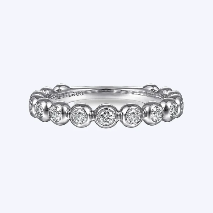 Bezel Set Diamond Beaded Ring
