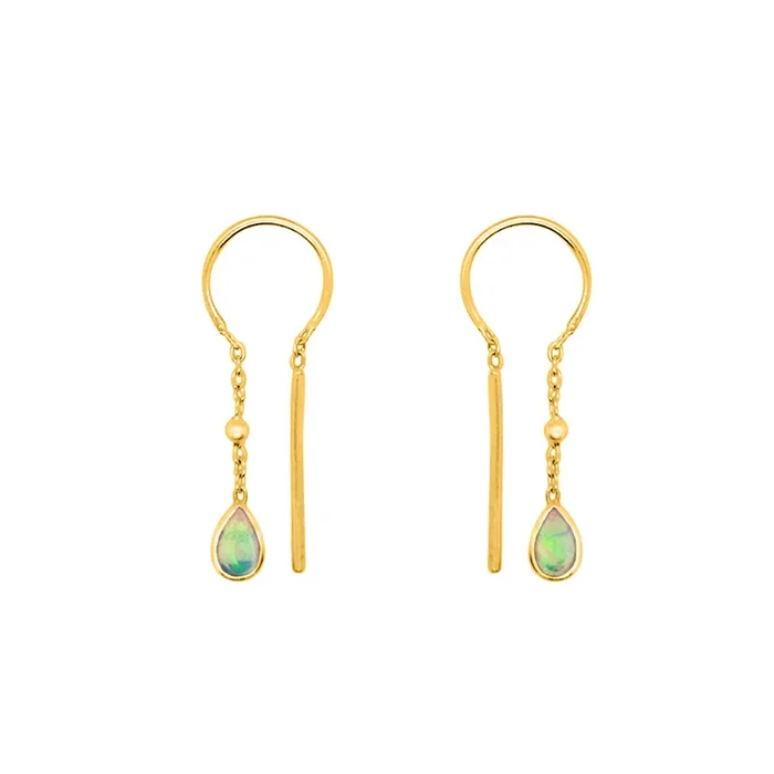 Bezeled Stone Dancer Threaders in Opal & Gold – Bottom Stone