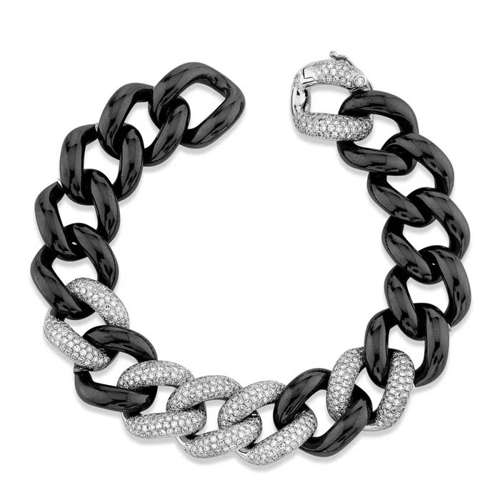 BLACK CERAMIC PAVE JUMBO LINK BRACELET