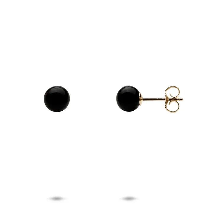 Black Coral Earrings in Gold – 6-6.9mm