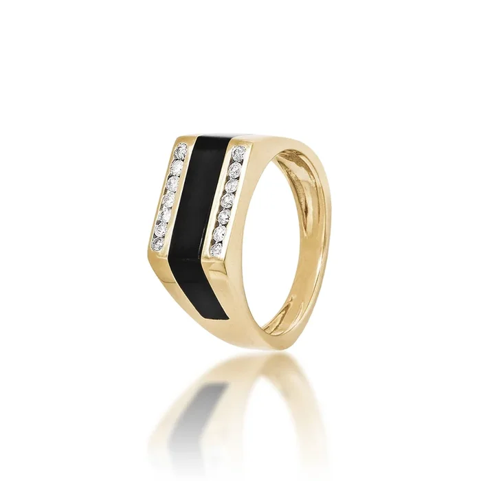 Black Coral Ring in Gold with Diamonds – 10mm
