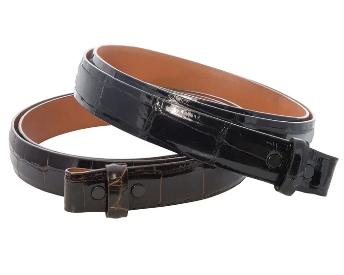 Black Glossy Alligator Belt Strap 1″