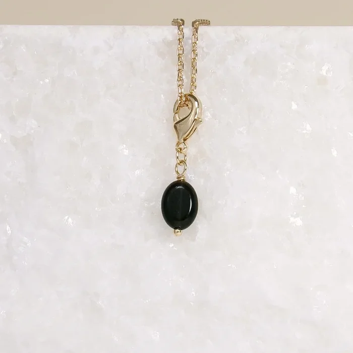 Black Obsidian charm gold-plated