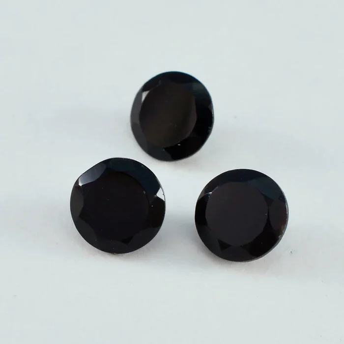 Black Onyx 10PC Tiny 3×3 MM Round Faceted Black Fiery Semi Precious Loose Gemstone