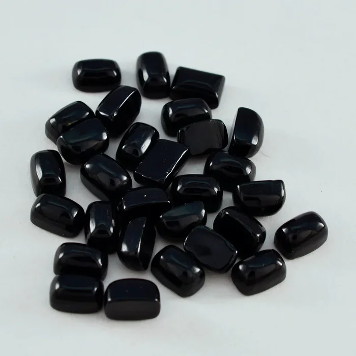 Black Onyx 10PC Tiny 3×5 MM Emerald Cabochon Black Pure semi Precious Loose Gems