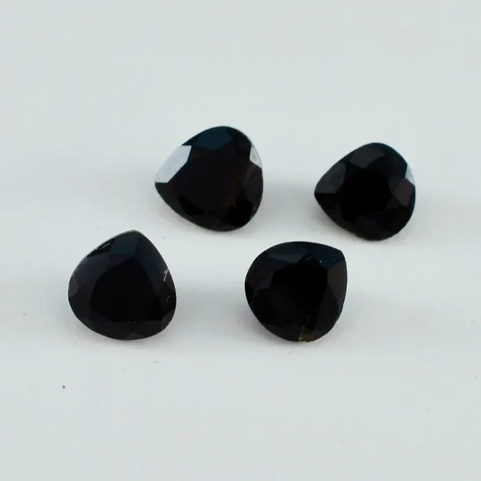 Black Onyx 10PC Tiny 5×5 MM Heart Faceted Black Sparkling Semi Precious Gems