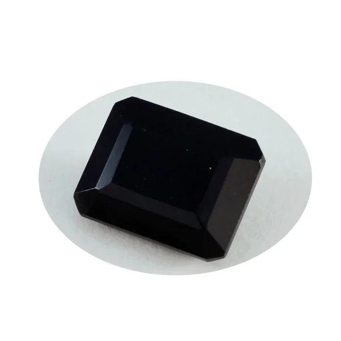Black Onyx 1PC Large 10×12 MM Emerald Faceted Black Luster Semi Precious Loose Gemstones