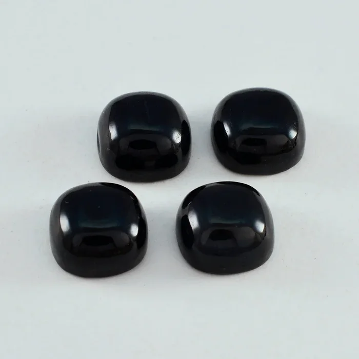 Black Onyx 1PC Small 7×7 MM Cushion Cabochon Black Polished semi Precious Loose Gemstones