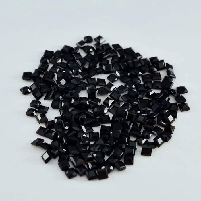 Black Onyx 1PC Small 7×7 MM Square Faceted Black Splendid Semi Precious Loose Gemstone